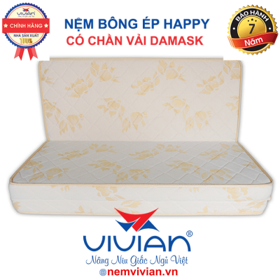 Bán nệm bông ép cao cấp happy vải đan mạch 001