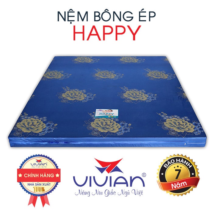 Bán nệm bông ép happy thẳng không chần vải valize 001