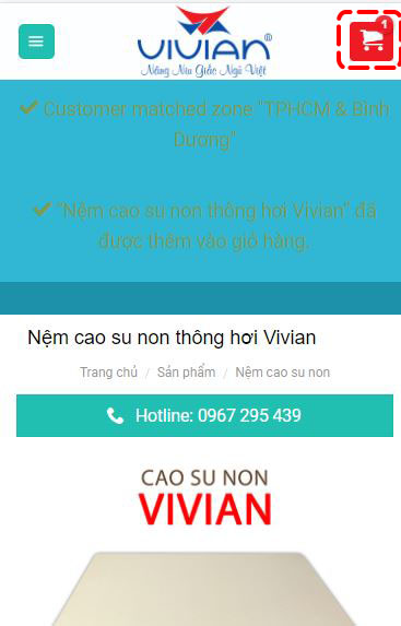 Bước 5 đặt hàng nệm vivian tại Website nemvivian.vn