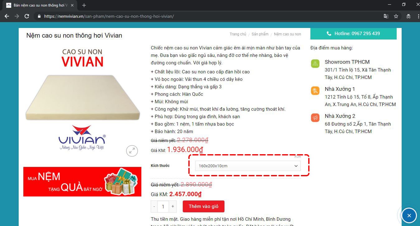 Bước 2 chọn kích thước nệm truoc1 khi đặt hàng